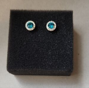 Brilliant Blue Stone Stud Earrings Small